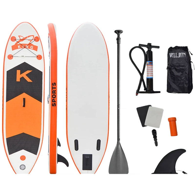 Side view of inflatable stand up paddle board 96ft in blue colour