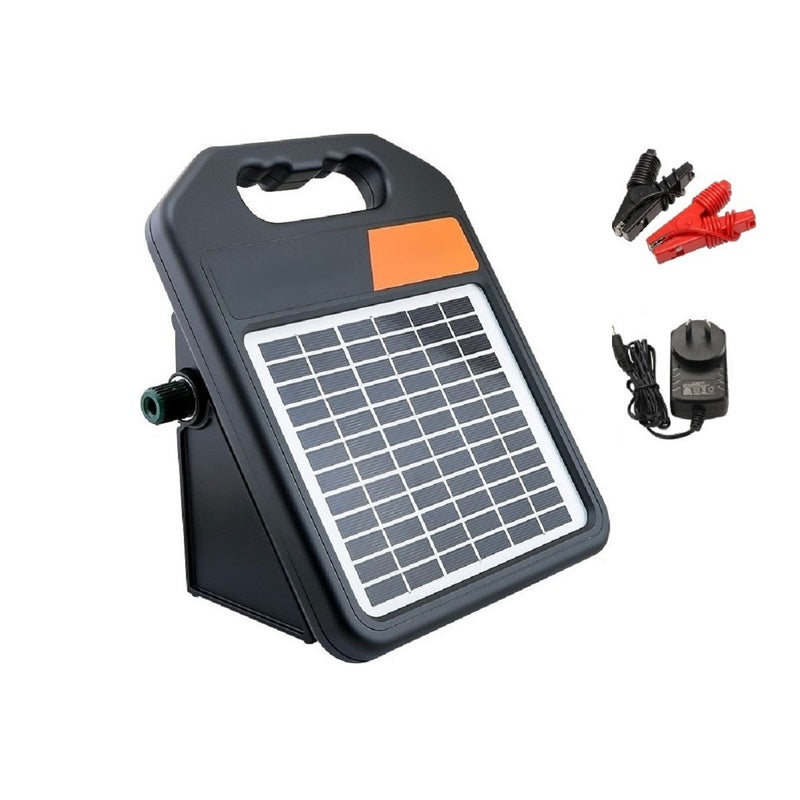 Solar fence energiser 5km showing front panel and controls