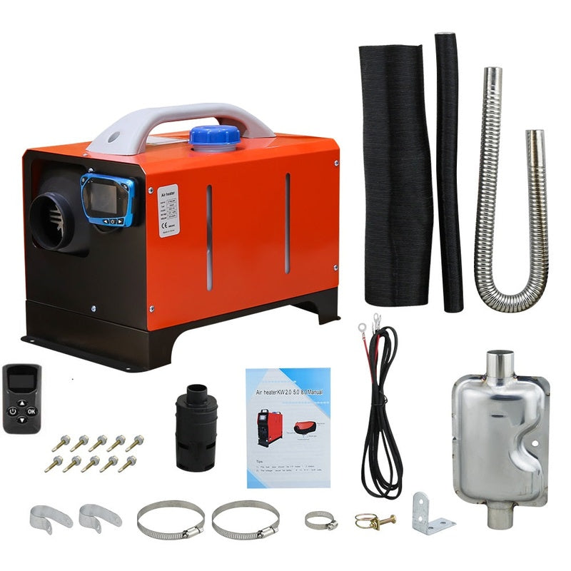 Diesel heater 8KW showing red and black metal plastic body