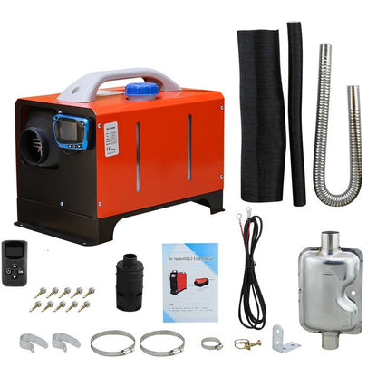 Diesel heater 8KW showing red and black metal plastic body