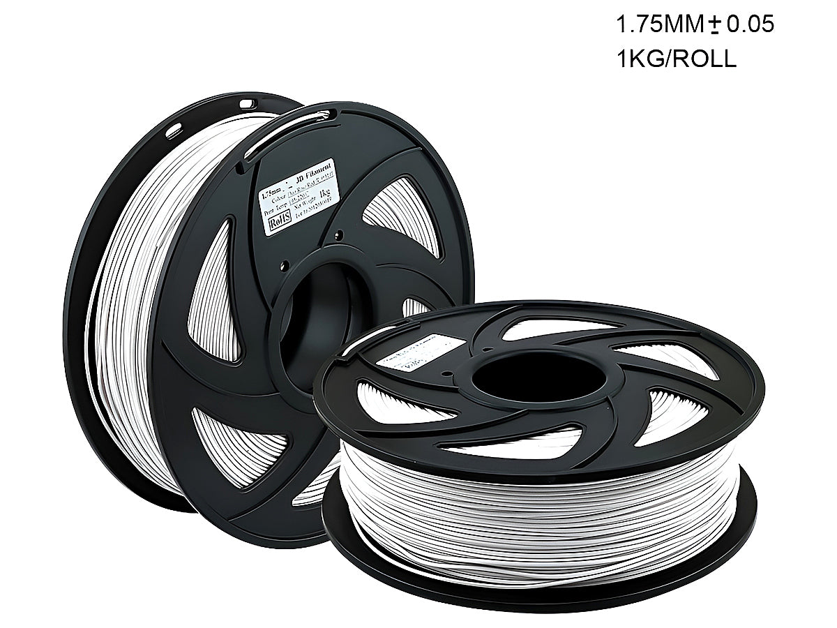 Side view of 3D printer filament PETG spool with vacuum packing