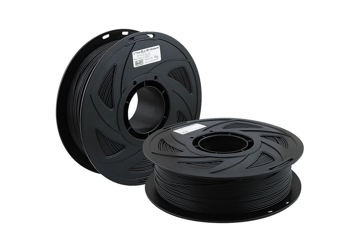 Close up of 3D printer filament PLA black 175mm diameter