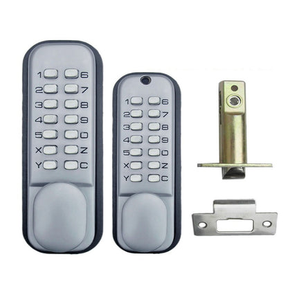 Front view of security keyless door lock in zinc alloy finish