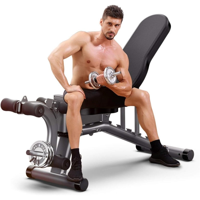 Adjustable FID sit up weight bench folded for easy storage