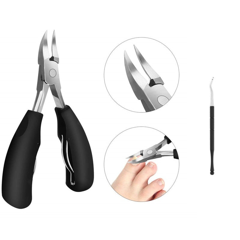 Heavy duty toe nail clippers showing black ABS resin handle