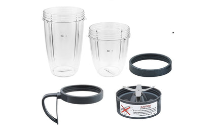 Small 18oz juicer cup with plastic handle attachment for easy grip