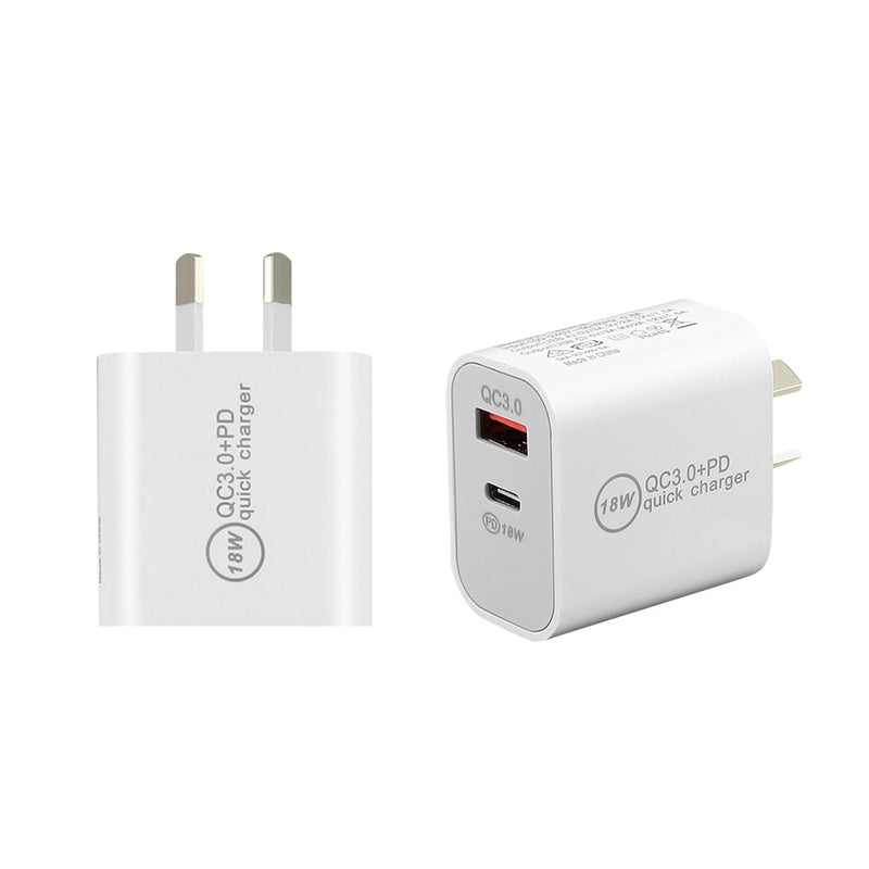 USB C charger showing dual USB A and USB C ports