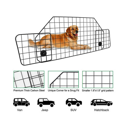 Car pet barrier dog barrier fence showing adjustable steel frame