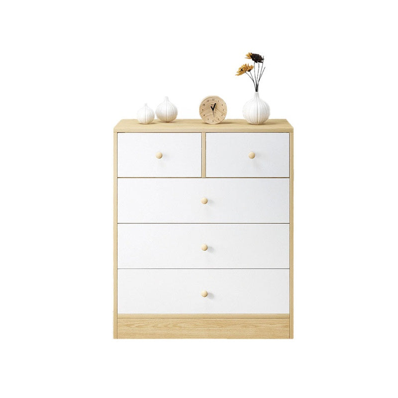 5 Drawer Tallboy chest of drawers front view in white finish