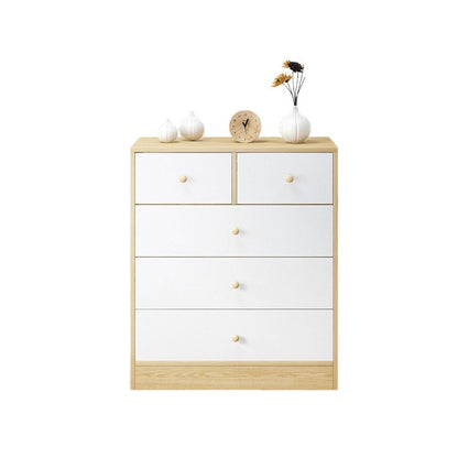 5 Drawer Tallboy chest of drawers front view in white finish