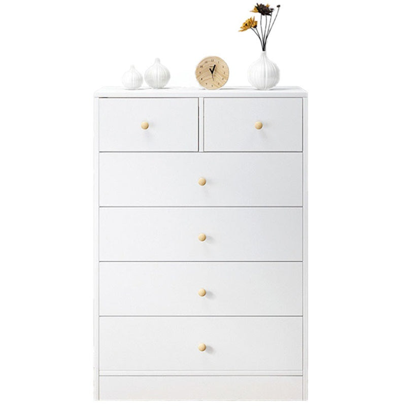 Tallboy chest of drawers white front view with 6 drawers