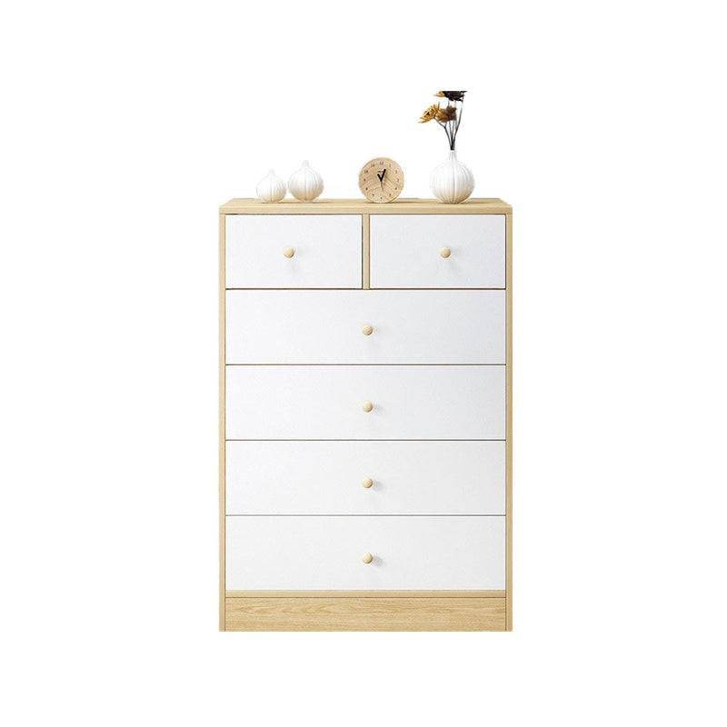 Tallboy chest of drawers white front view with six drawers