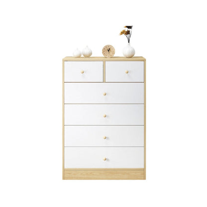 Tallboy chest of drawers white front view with six drawers