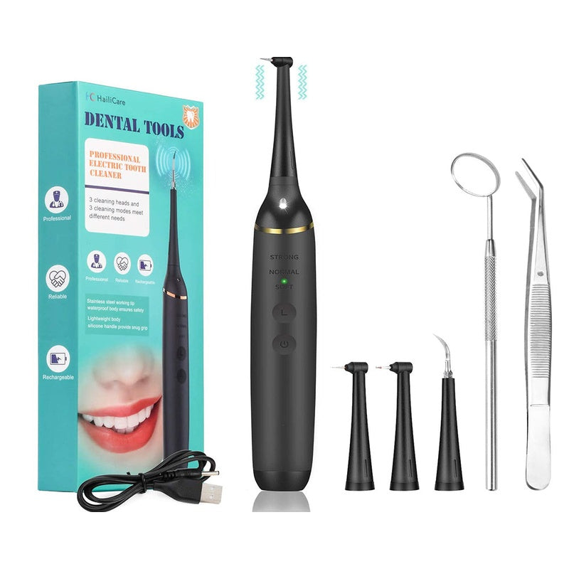 Electric dental calculus remover showing black handheld design