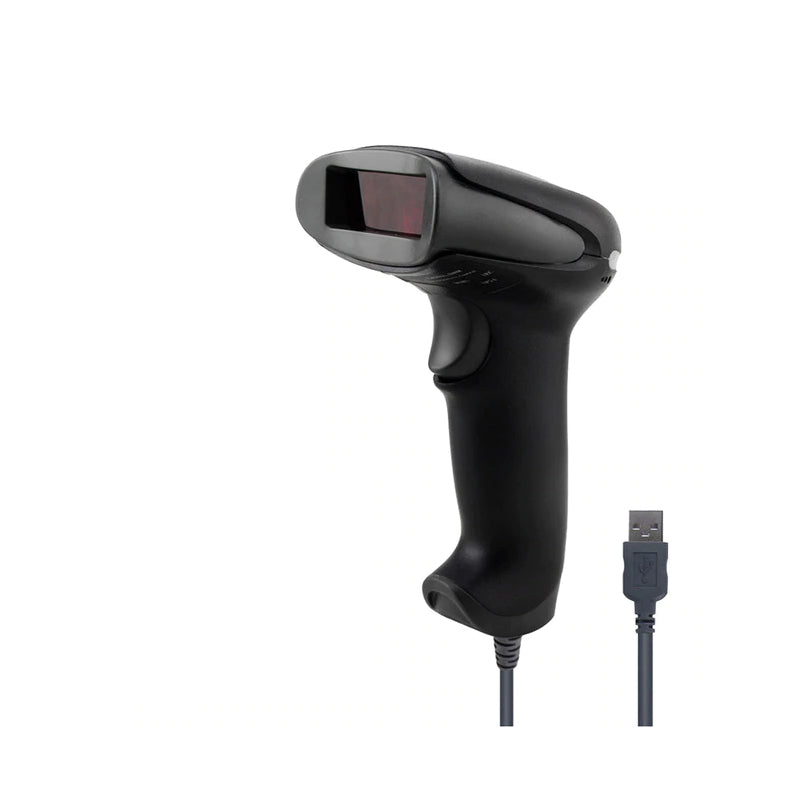 Barcode scanner wired USB laser handheld in black