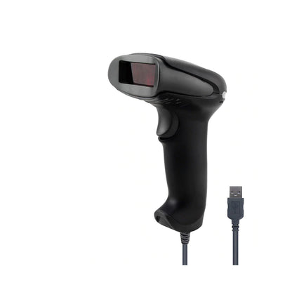 Barcode scanner wired USB laser handheld in black