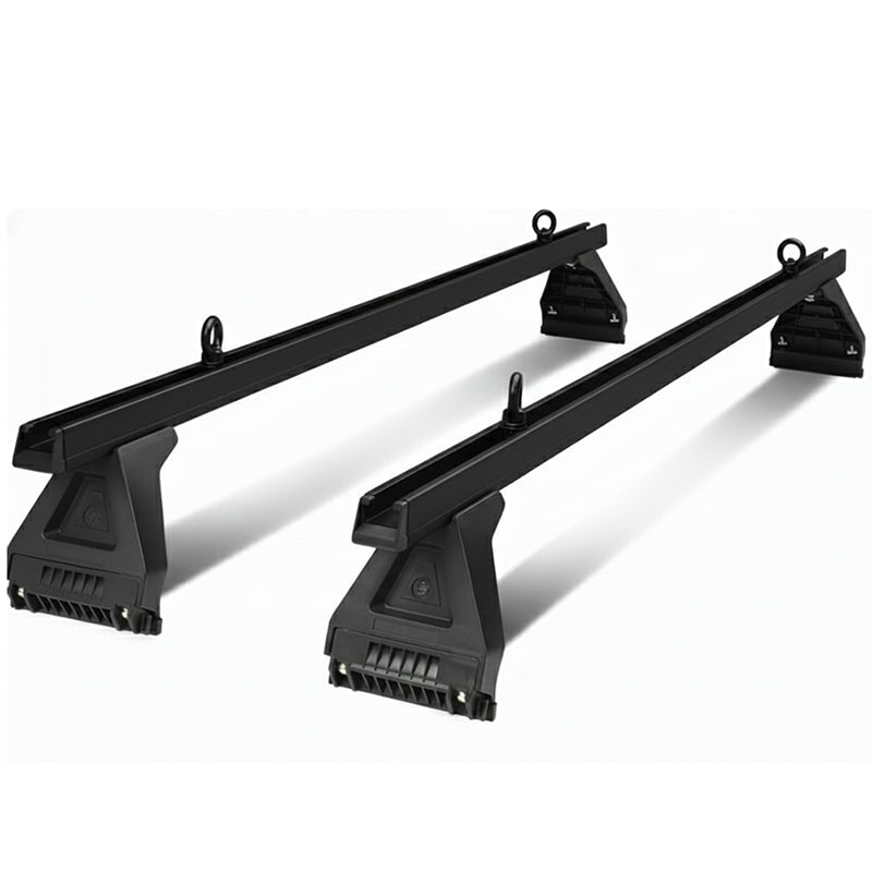 Car roof rack cross bar side view showing aluminium bars