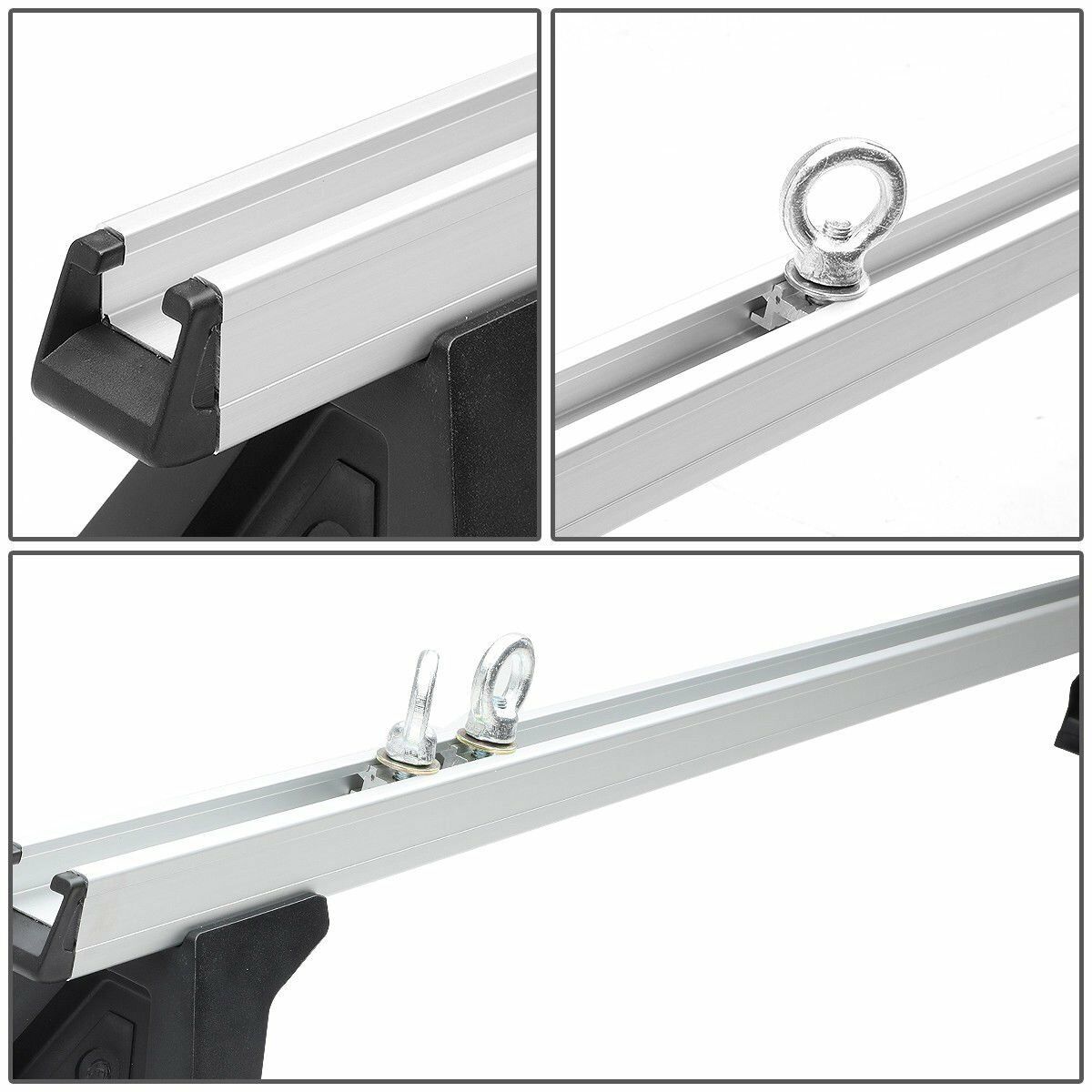 Car roof rack cross bar set loaded with ladders for trades use