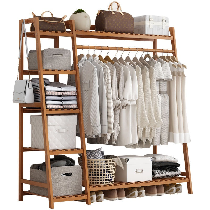 Bamboo Wardrobe Clothes Rack 7 Tier Storage Shelves – grabstore.co.nz