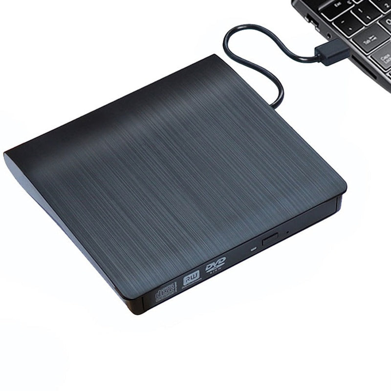 External DVD drive showing slim black USB 30 design