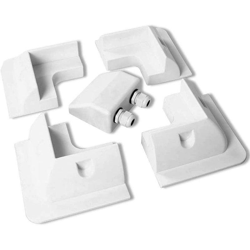 Solar panel mounting kit white ABS plastic corner close up