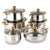 Cookware set showing 12 pieces with gold plated handles