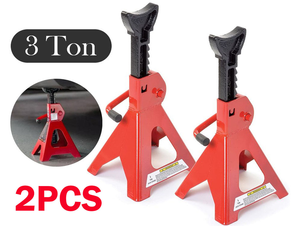 Axle stand set showing compact storage size