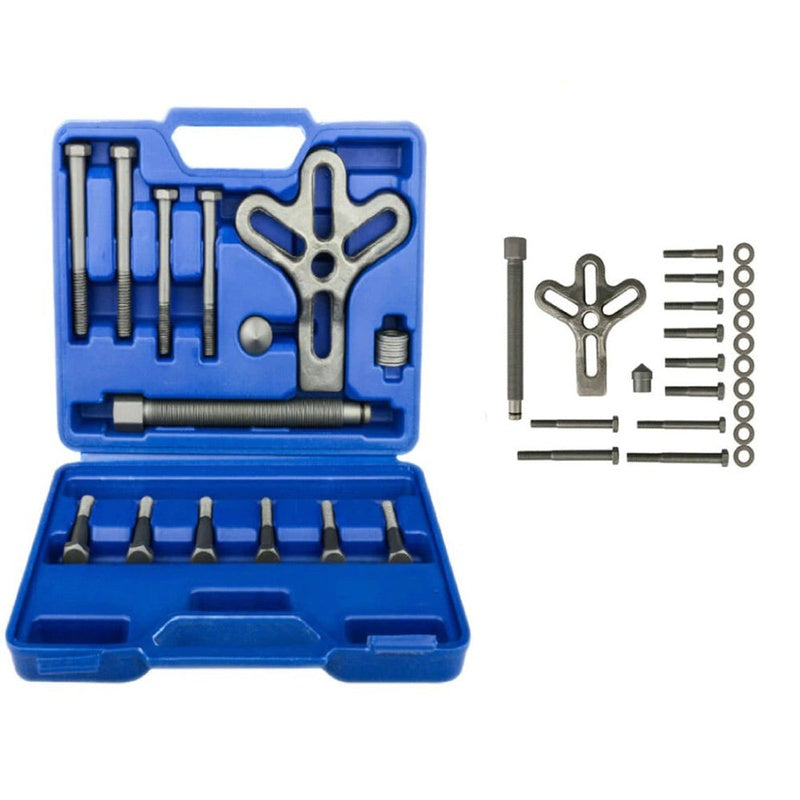 Steering wheel puller multi-purpose tool kit with blue carrying case