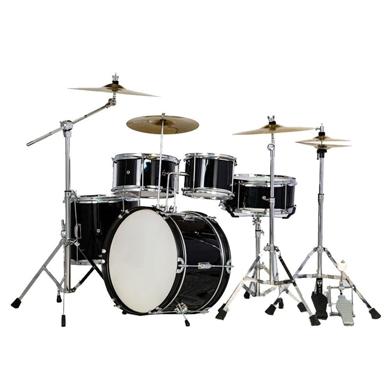 Drum Kit Set black assembled ready for young drummers