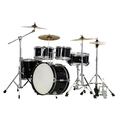 Drum Kit Set black 5-piece full view with cymbals