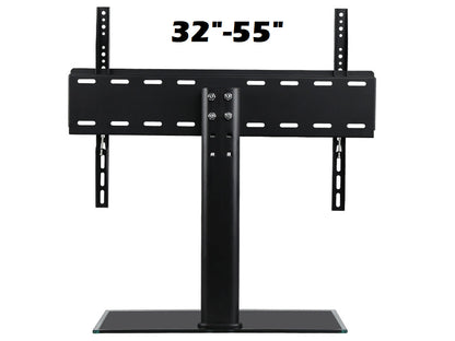 Black TV bracket TV stand placed on wooden desktop