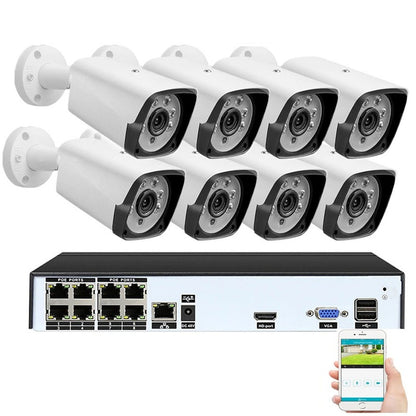 Security camera system POE CCTV showing front view of 2MP camera