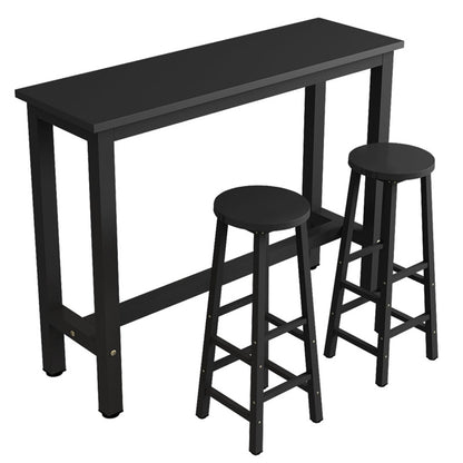 Bar table set with bar stools showing full wooden frame in natural finish