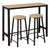 Bar table set with bar stools showing wooden tabletop and frame