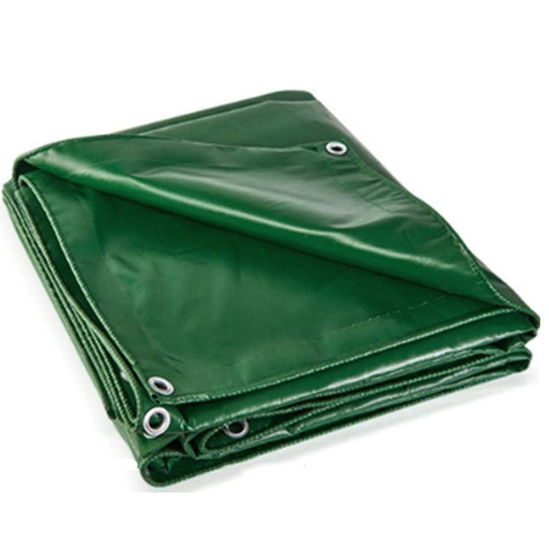 Canvas tarpaulin tarp green colour laid flat showing full size