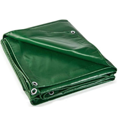 Canvas tarpaulin tarp green colour laid flat showing full size