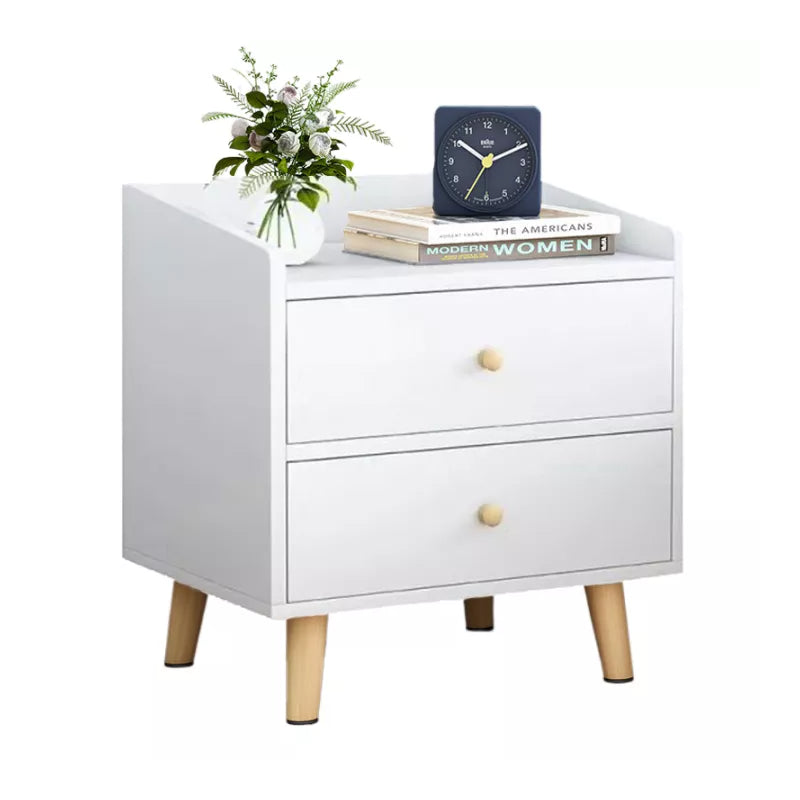 Bedside table with drawer in wooden white finish front view