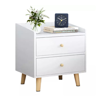 Bedside table with drawer in wooden white finish front view