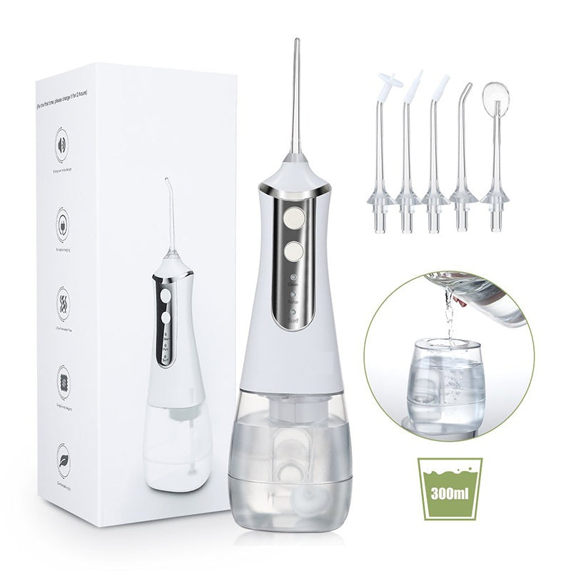 Water flosser cordless teeth cleaner side view showing white body