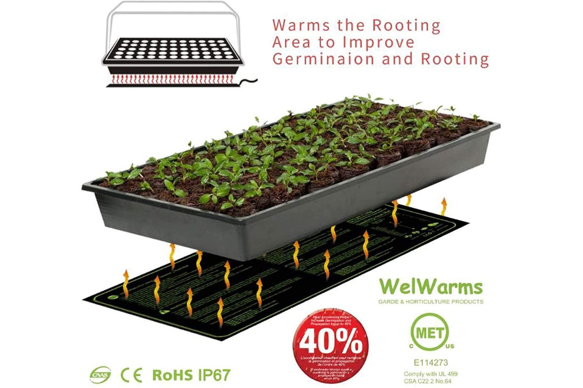 Seedling heat mat showing flexible and malleable design