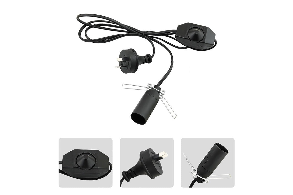 Close up of salt lamp cable dimmer switch control