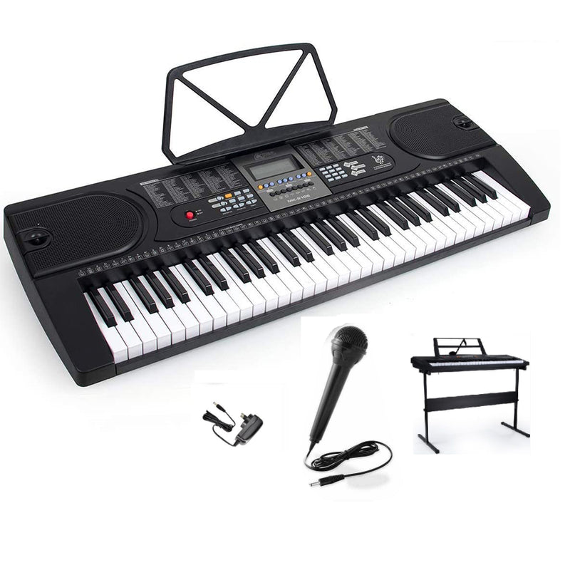 Keyboard piano stand with 61 key digital keyboard in black