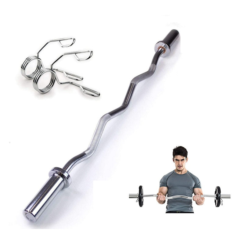 Olympic barbell bar showing full 120cm length in steel finish