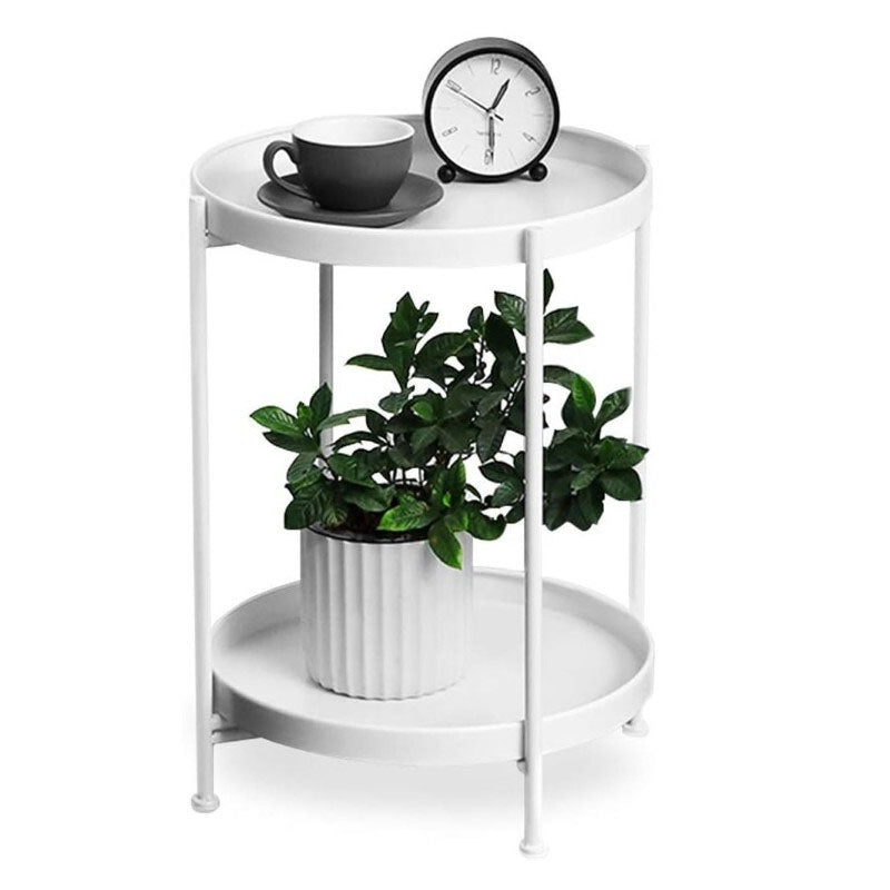 Coffee table Iron Side Table white metal top view