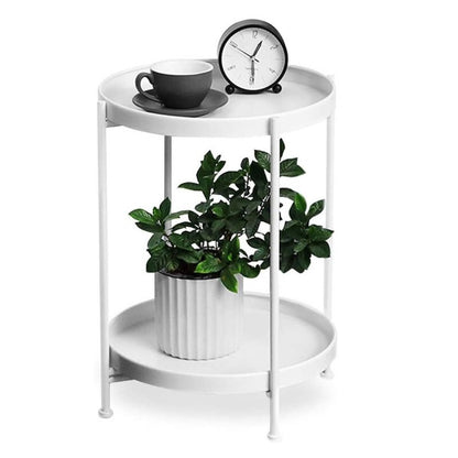 Coffee table Iron Side Table white metal top view