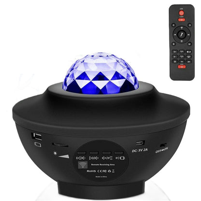 Star night light projector showing 21 colour LED effects on ceiling