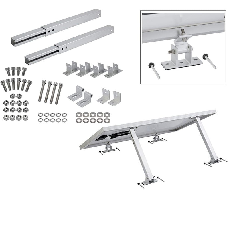 Solar panel mounting bracket kit showing aluminium tilt mount
