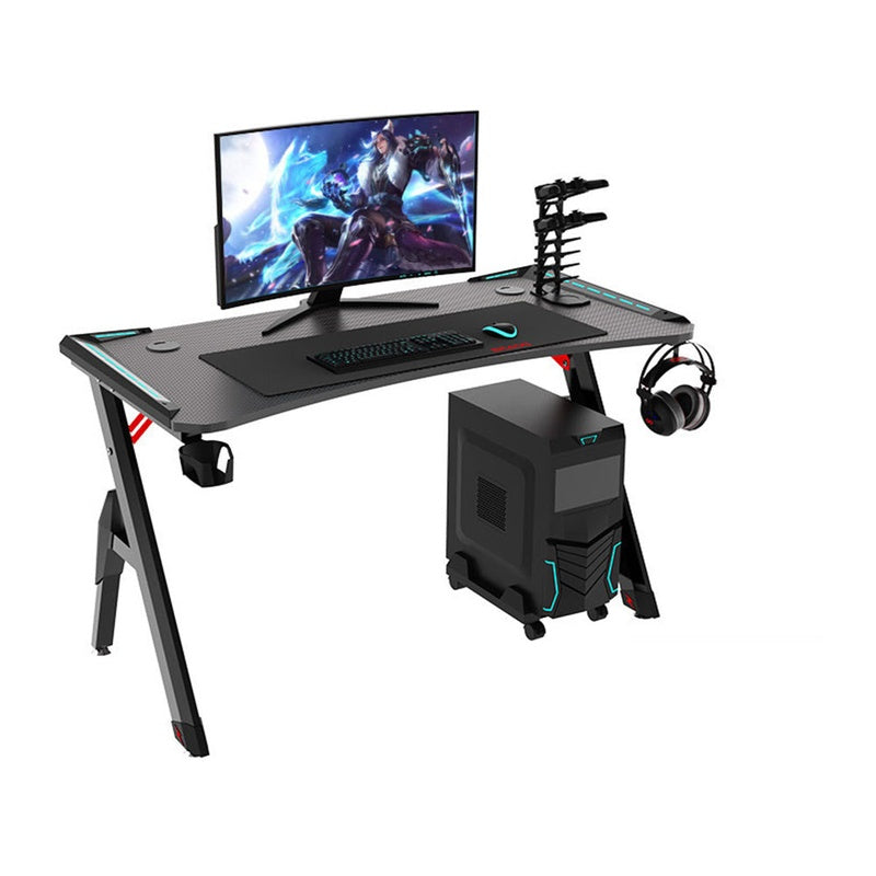 Gaming desk table 140cm with black carbon fibre surface