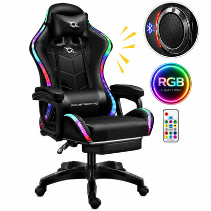 Gaming Chair with Footrest – RGB Gaming Chair with Speakers & Lights