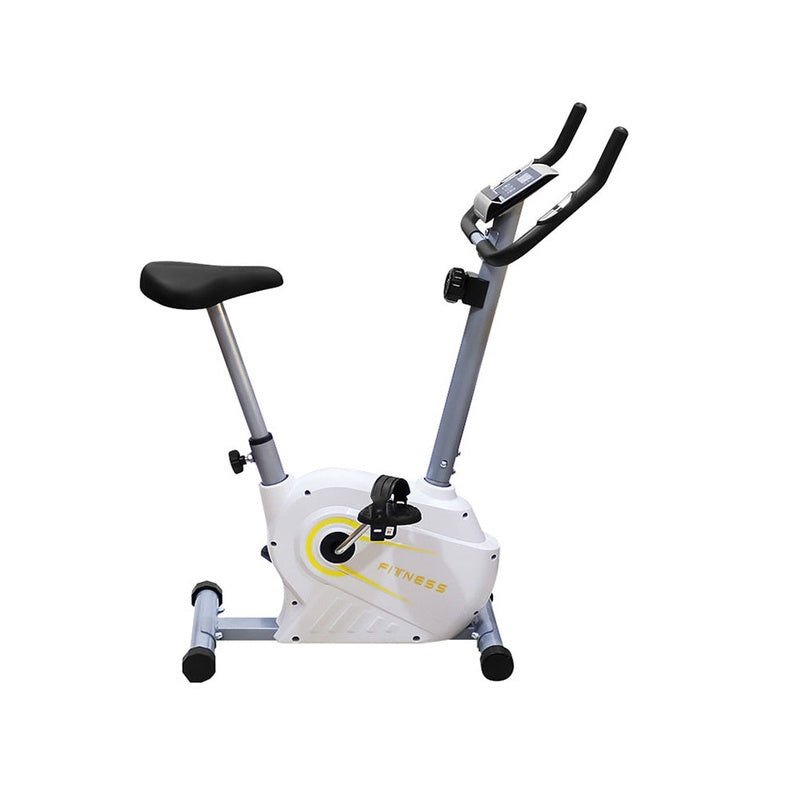 Exercise bike upright spin bike side view with steel frame